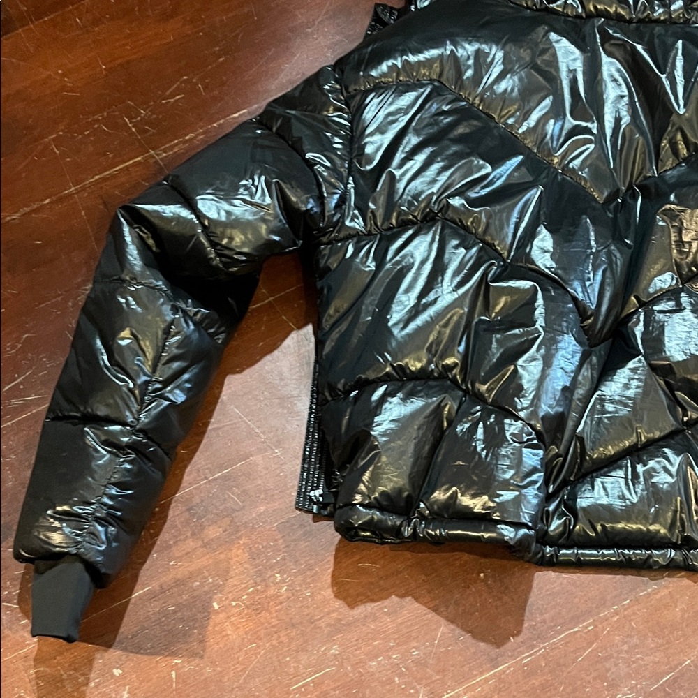 Love & Sports Glossy Black Puffer Jacket - Shiny Finish - Picture 10 of 13
